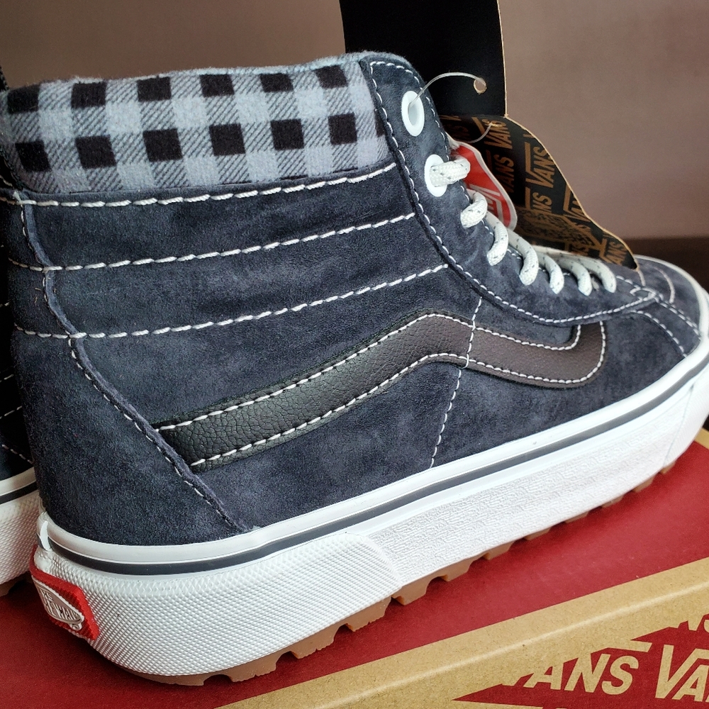 Vans Sk8-Hi MTE 1 Plaid Grey/White Women Size 8.5, Men Size 7 - Picture 4 of 15